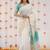 White sky linen jacuard work festival saree with unstitched blouse piece