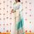 White sky linen jacuard work festival saree with unstitched blouse piece