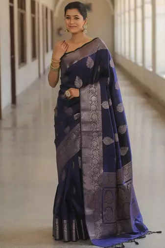Wine silk blend jacuard work festival saree with unstitched blouse piece