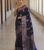 Wine silk blend jacuard work festival saree with unstitched blouse piece