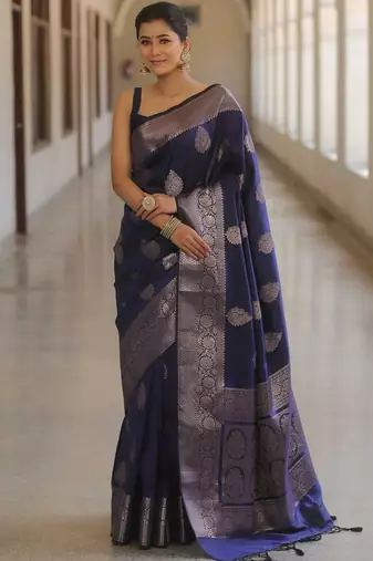 Wine silk blend jacuard work festival saree with unstitched blouse piece