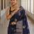 Wine silk blend jacuard work festival saree with unstitched blouse piece