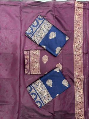 Wine silk blend jacuard work festival saree with unstitched blouse piece 5