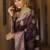 Blue  silk blend jacuard work festival saree with unstitched blouse piece
