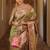 Mehendi  silk blend jacuard work festival saree with unstitched blouse piece