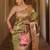 Mehendi  silk blend jacuard work festival saree with unstitched blouse piece