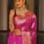 Pink  silk blend jacuard work festival saree with unstitched blouse piece