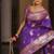 Purple  silk blend jacuard work festival saree with unstitched blouse piece