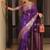 Purple  silk blend jacuard work festival saree with unstitched blouse piece