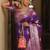 Purple  silk blend jacuard work festival saree with unstitched blouse piece