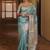 Sky  silk blend jacuard work festival saree with unstitched blouse piece