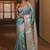 Sky  silk blend jacuard work festival saree with unstitched blouse piece