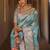 Sky  silk blend jacuard work festival saree with unstitched blouse piece
