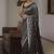 Black  silk blend jacuard work festival saree with unstitched blouse piece