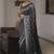 Black  silk blend jacuard work festival saree with unstitched blouse piece