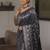 Black  silk blend jacuard work festival saree with unstitched blouse piece