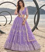 LAVENDER NET THREAD WITH ZARI AND SEQUIN WORK FESTIVE LEHENGA CHOLI