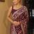 Maroon  silk blend jacuard work festival saree with unstitched blouse piece