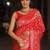 Red  silk blend jacuard work festival saree with unstitched blouse piece