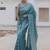 Sky blue  silk blend jacuard work festival saree with unstitched blouse piece