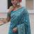 Sky blue  silk blend jacuard work festival saree with unstitched blouse piece