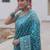 Sky blue  silk blend jacuard work festival saree with unstitched blouse piece