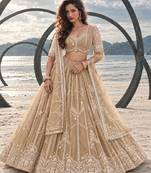 BEIGE NET THREAD WITH ZARI AND SEQUIN WORK FESTIVE LEHENGA CHOLI