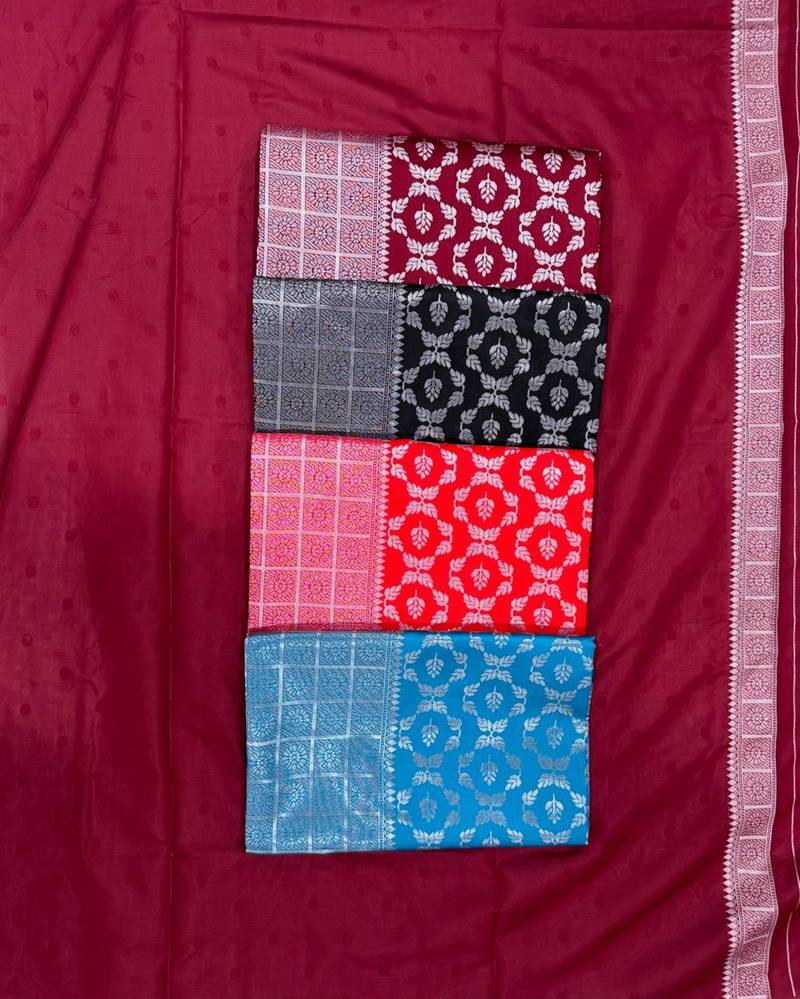 Sky blue  silk blend jacuard work festival saree with unstitched blouse piece