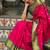 Pink green silk blend jacuard work festival saree with unstitched blouse piece