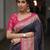 Blue pink silk blend jacuard work festival saree with unstitched blouse piece