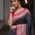 Blue pink silk blend jacuard work festival saree with unstitched blouse piece