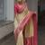 Off white pink silk blend jacuard work festival saree with unstitched blouse piece