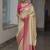 Off white pink silk blend jacuard work festival saree with unstitched blouse piece