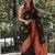 Black silk blend jacuard work festival saree with unstitched blouse piece