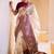 Off white wine silk blend jacuard work festival saree with unstitched blouse piece