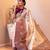 Off white wine silk blend jacuard work festival saree with unstitched blouse piece