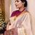 Off white wine silk blend jacuard work festival saree with unstitched blouse piece