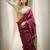 Maroon pista linen jacuard work festival saree with unstitched blouse piece