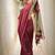 Maroon pista linen jacuard work festival saree with unstitched blouse piece