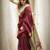 Maroon pista linen jacuard work festival saree with unstitched blouse piece