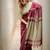 Maroon pista linen jacuard work festival saree with unstitched blouse piece