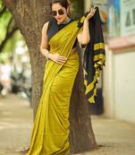 Parrot black linen jacuard work festival saree with unstitched blouse piece