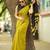 Parrot black linen jacuard work festival saree with unstitched blouse piece