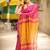 Pink yellow linen jacuard work festival saree with unstitched blouse piece