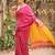 Pink yellow linen jacuard work festival saree with unstitched blouse piece