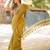 Yellow black linen jacuard work festival saree with unstitched blouse piece