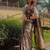 Grey silk blend jacuard work festival saree with unstitched blouse piece