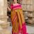 Mustard pink linen jacuard work festival saree with unstitched blouse piece