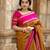 Mustard pink linen jacuard work festival saree with unstitched blouse piece