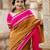 Mustard pink linen jacuard work festival saree with unstitched blouse piece